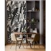 Botanical wallpaper large tropical leaves black and white