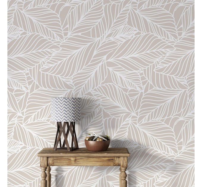 Minimalist botanical wallpaper delicate linear leaves