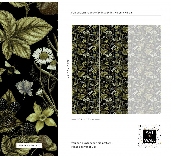 Dark botanical wallpaper wildflowers and herbs