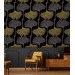 Dark botanical wallpaper with large ginkgo leaves