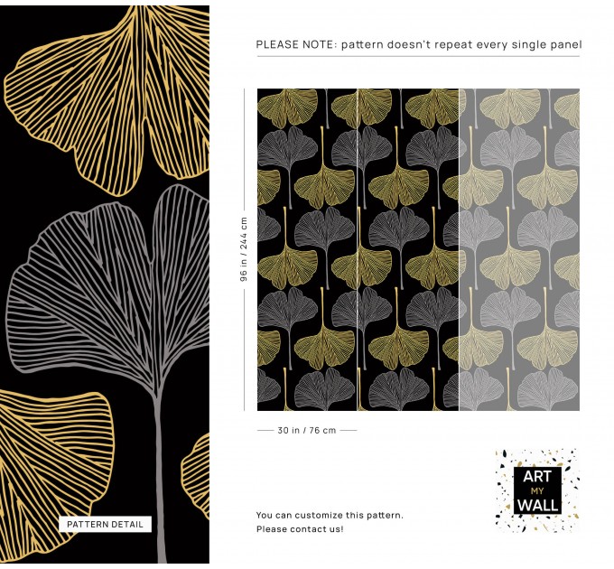 Dark botanical wallpaper with large ginkgo leaves