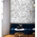 Gray tropical leaf wallpaper – Botanical wall mural