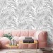 Gray tropical leaf wallpaper – Botanical wall mural