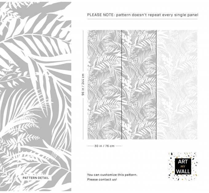 Gray tropical leaf wallpaper – Botanical wall mural