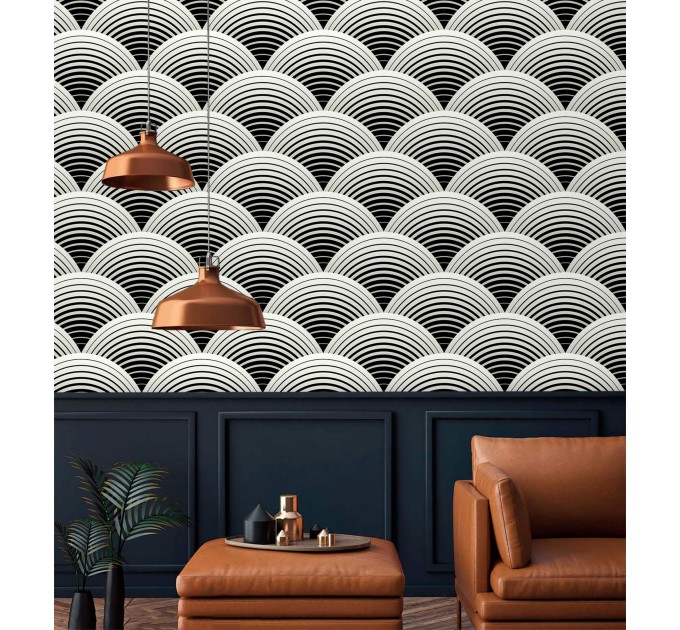 Art deco wallpaper fans black and white