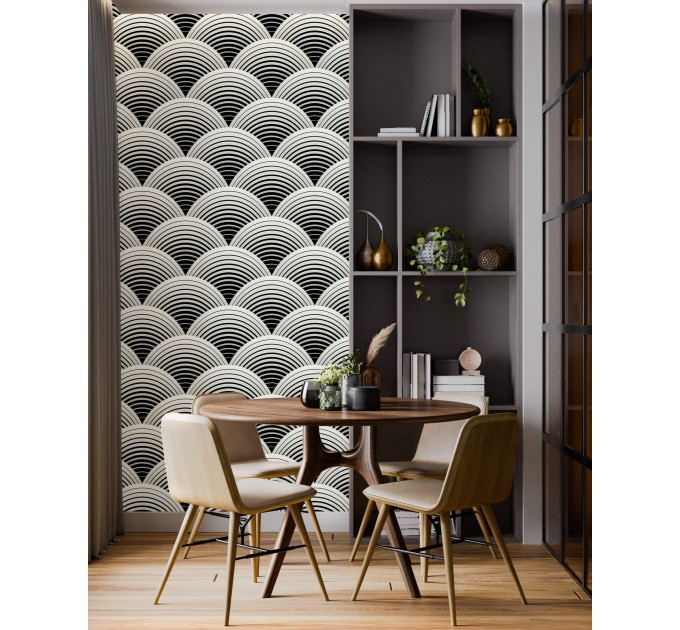 Art deco wallpaper fans black and white