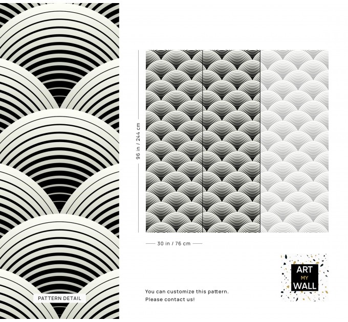 Art deco wallpaper fans black and white