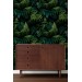 Dark green wallpaper lush fern leaves