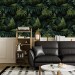 Dark green wallpaper lush fern leaves