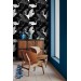 Black wallpaper cranes, Japanese style acent wall