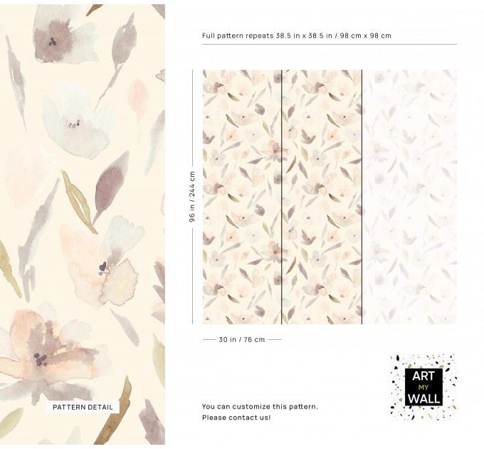 Wallpaper pastel flowers Baby girl nursery wall decor