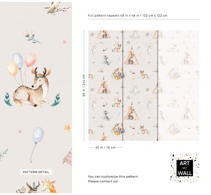 Girls nursery forest animals wallpaper