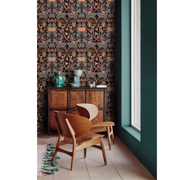 Art nouveau wallpaper vintage floral ornament