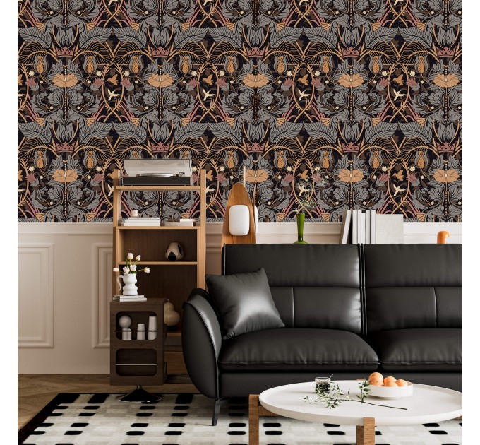 Art nouveau wallpaper vintage floral ornament