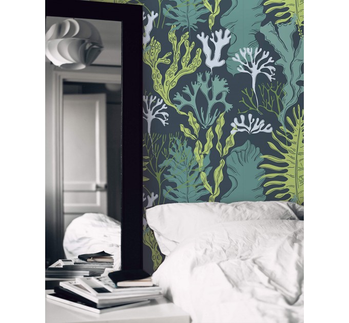 Botanical wallpaper seaweeds, marine wallpaper
