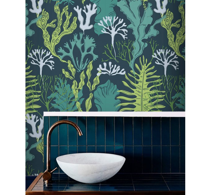 Botanical wallpaper seaweeds, marine wallpaper