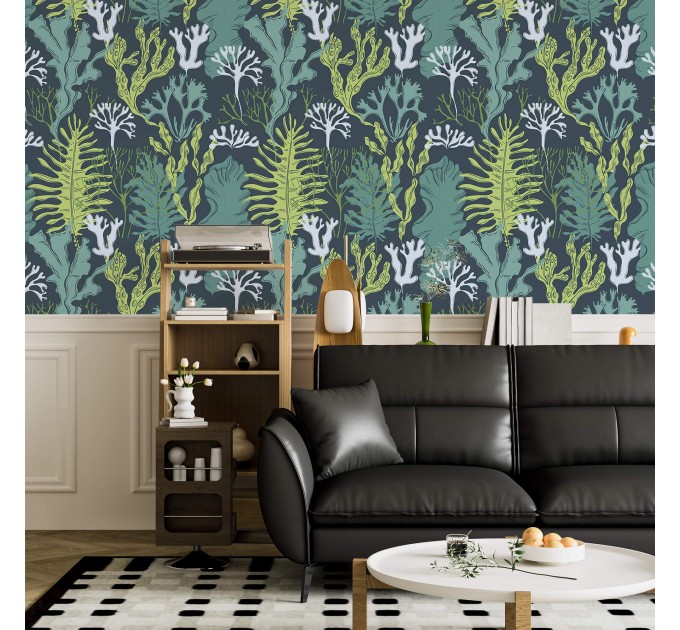 Botanical wallpaper seaweeds, marine wallpaper