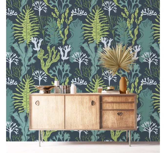 Botanical wallpaper seaweeds, marine wallpaper