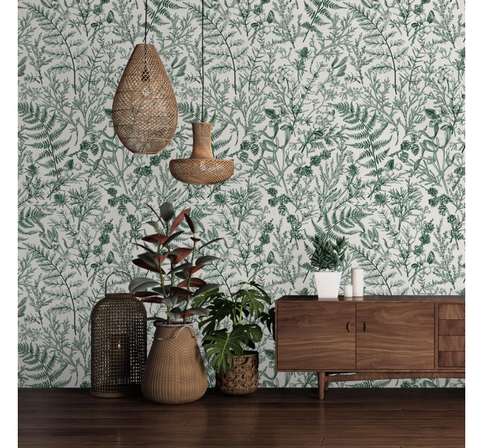Botanical wallpaper herbs and leaves