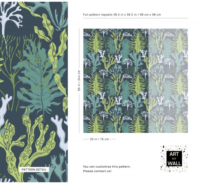 Botanical wallpaper seaweeds, marine wallpaper