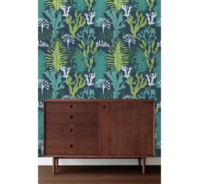 Botanical wallpaper seaweeds, marine wallpaper