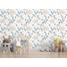 Girls nursery dinosaur wallpaper, pastel colors accent wall