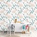 Girls nursery dinosaur wallpaper, pastel colors accent wall