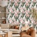 Cactus wallpaper, watercolor flowers accent wallpaper