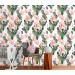 Cactus wallpaper, watercolor flowers accent wallpaper