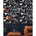 Dark floral wallpaper with peacocks | Birds accent wall