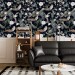 Dark floral wallpaper with peacocks | Birds accent wall