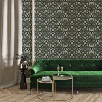 Dark green vintage wallpaper art nouveau style