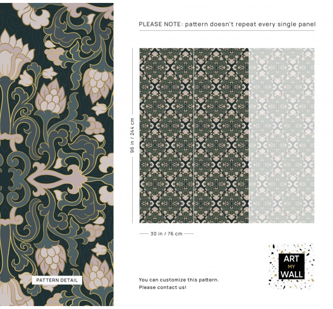 Dark green vintage wallpaper art nouveau style