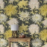 Floral wallpaper large chrysanthemums flowers