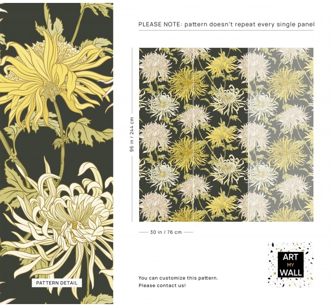 Floral wallpaper large chrysanthemums flowers