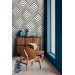 Modern geometric wallpaper, Art Deco statement accent wall