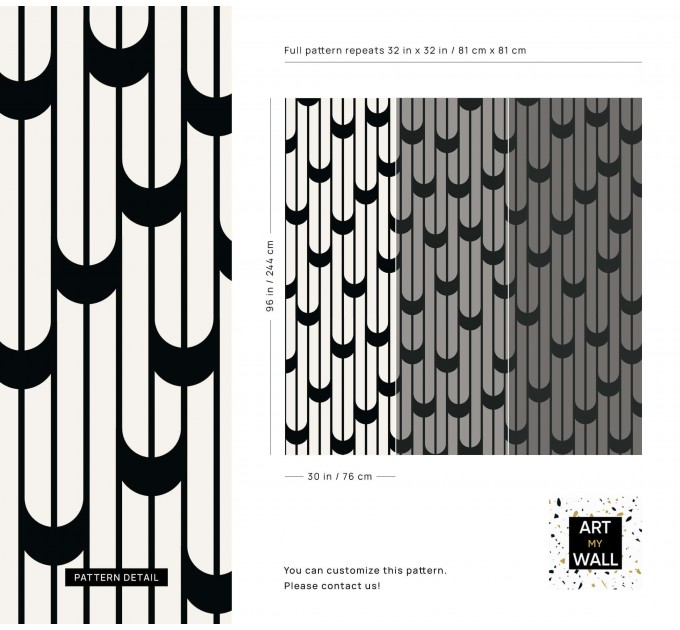 Modern wallpaper, black and white geometric pattern