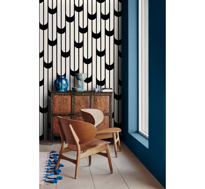 Modern wallpaper, black and white geometric pattern