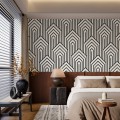 Modern geometric wallpaper, Art Deco statement accent wall