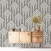 Modern geometric wallpaper, Art Deco statement accent wall