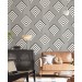 Modern geometric wallpaper, Art Deco statement accent wall