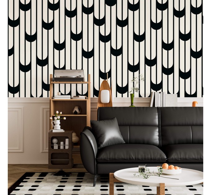 Modern wallpaper, black and white geometric pattern