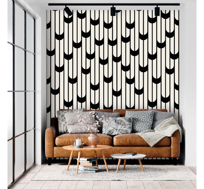 Modern wallpaper, black and white geometric pattern