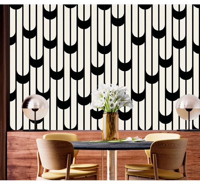 Modern wallpaper, black and white geometric pattern