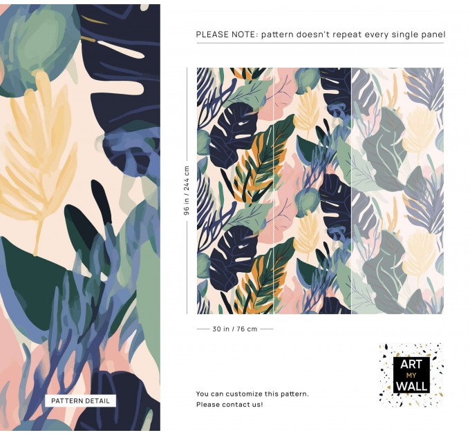 Tropical botanical wallpaper, colorful leaf design