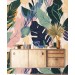 Tropical botanical wallpaper, colorful leaf design