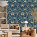 Vintage floral wallpaper, blue botanical pattern