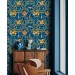 Vintage floral wallpaper, blue botanical pattern