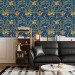Vintage floral wallpaper, blue botanical pattern
