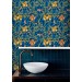 Vintage floral wallpaper, blue botanical pattern